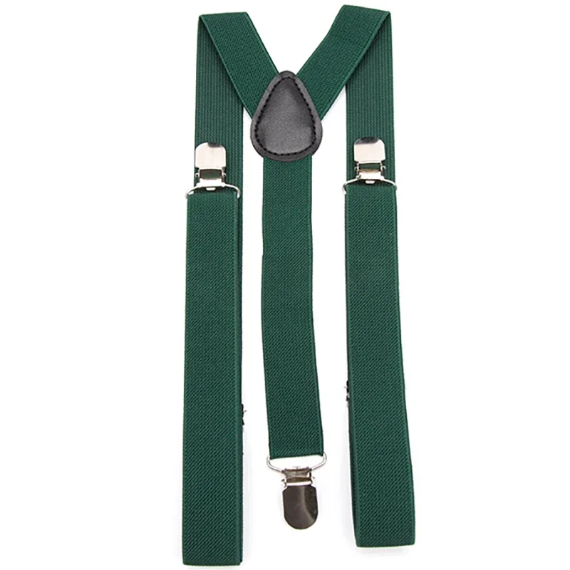 Solid Color PU Leather Suspenders, Adjustable for Men