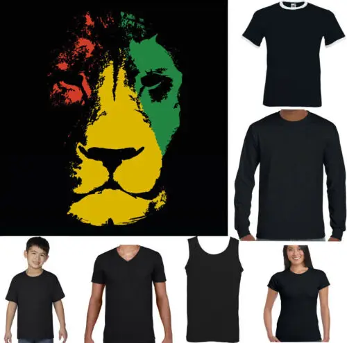 Reggae T-SHIRT Mens Jamaica Jamaican Flag Rastafarian Rasta Lion