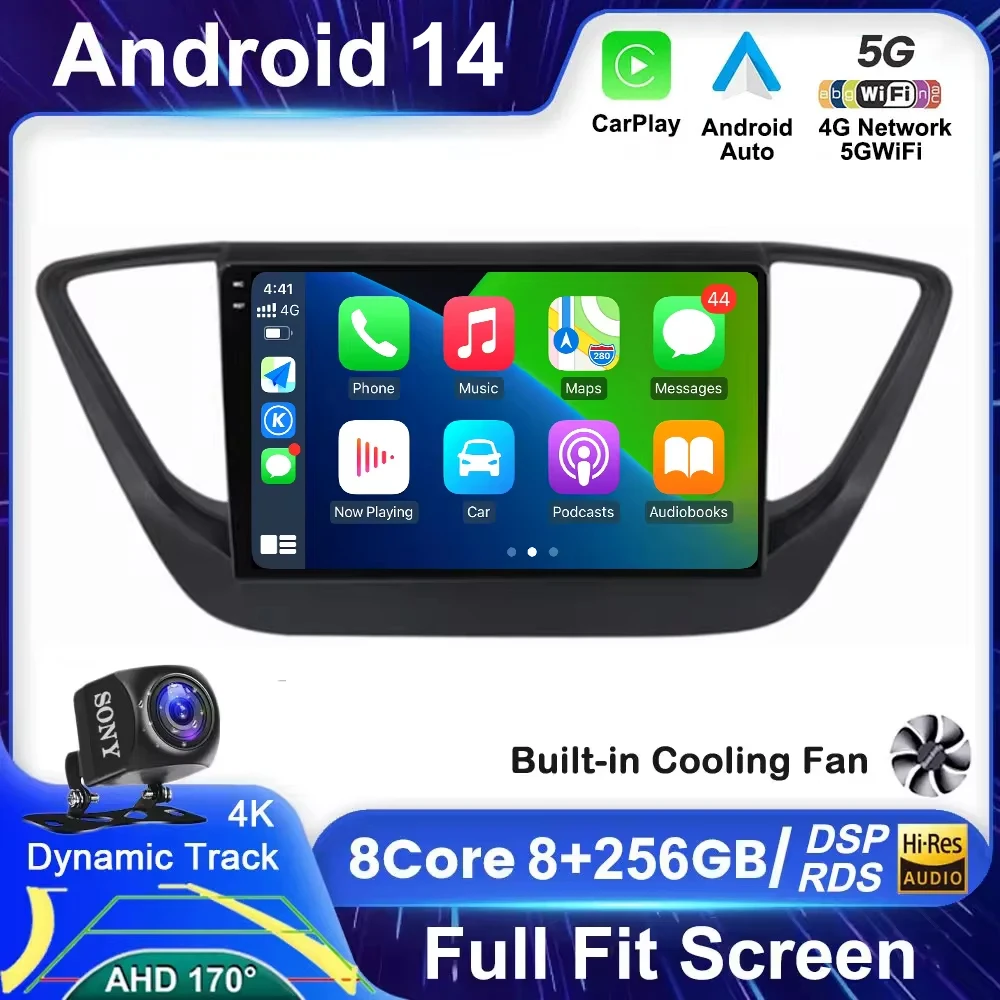 Android 14 Car Radio For Hyundai Solaris Accent 2 II 2020 - 2021 GPS Navigation Audio Stereo Video Multimedia Player AutoRadio