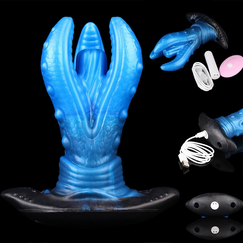 LUUK Silicone Vibration Mouth Gag with dildo Adjustable Belt Strap on Mouth Gag Anal Plug Adult SM Sex Toy for Man Woman Couples