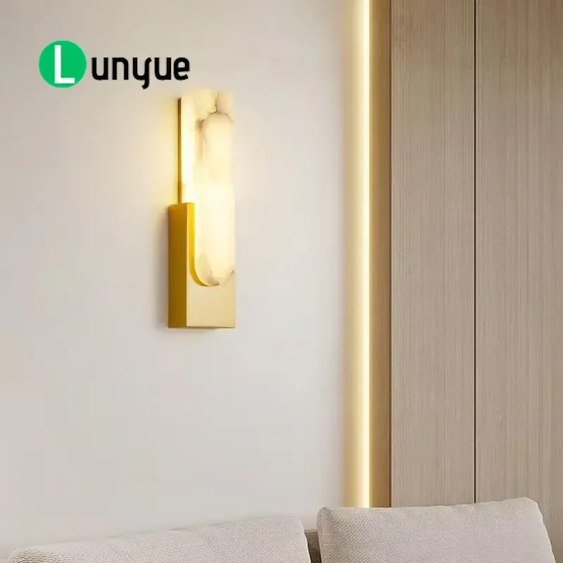 Wrought Iron Marble LED Wall Lamp High CRI 90 Simple Luxury Lighting for Living Room Bedroom Stairs Entrance Hotel Homestay