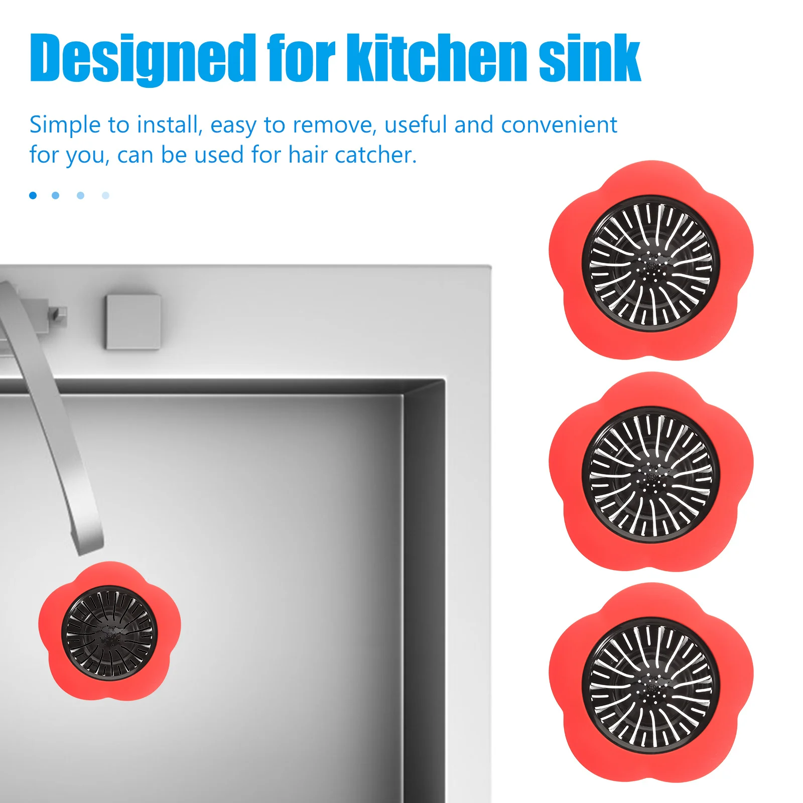 4 قطعة بالوعة المطبخ استنزاف تصفية مصفاة متينة الشعر الماسك للاستخدام المنزلي كبير واسعة حافة مصفاة حوض المطبخ