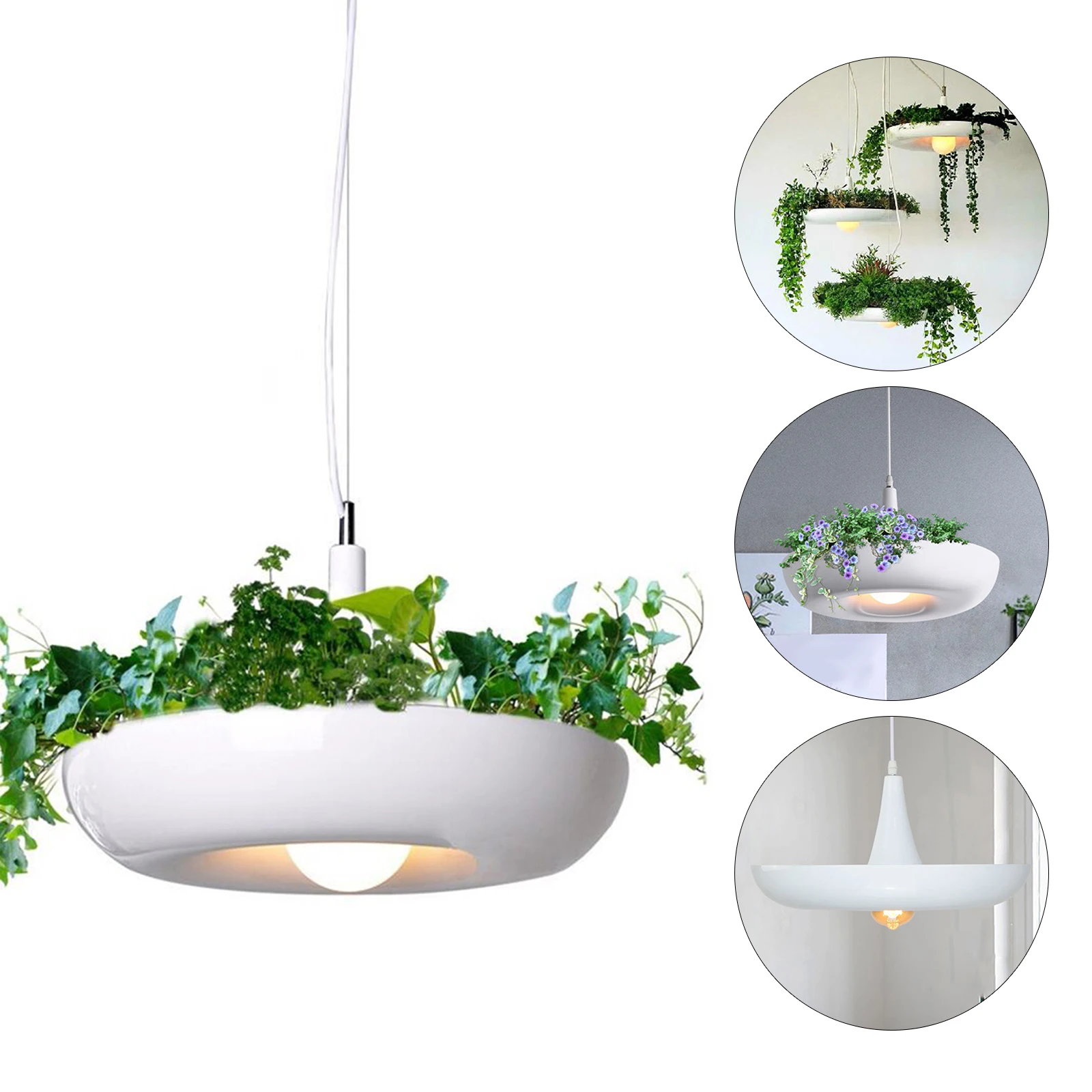 E27 12W Aluminum Adjustable White Hanging Garden Warm Light Chandelier