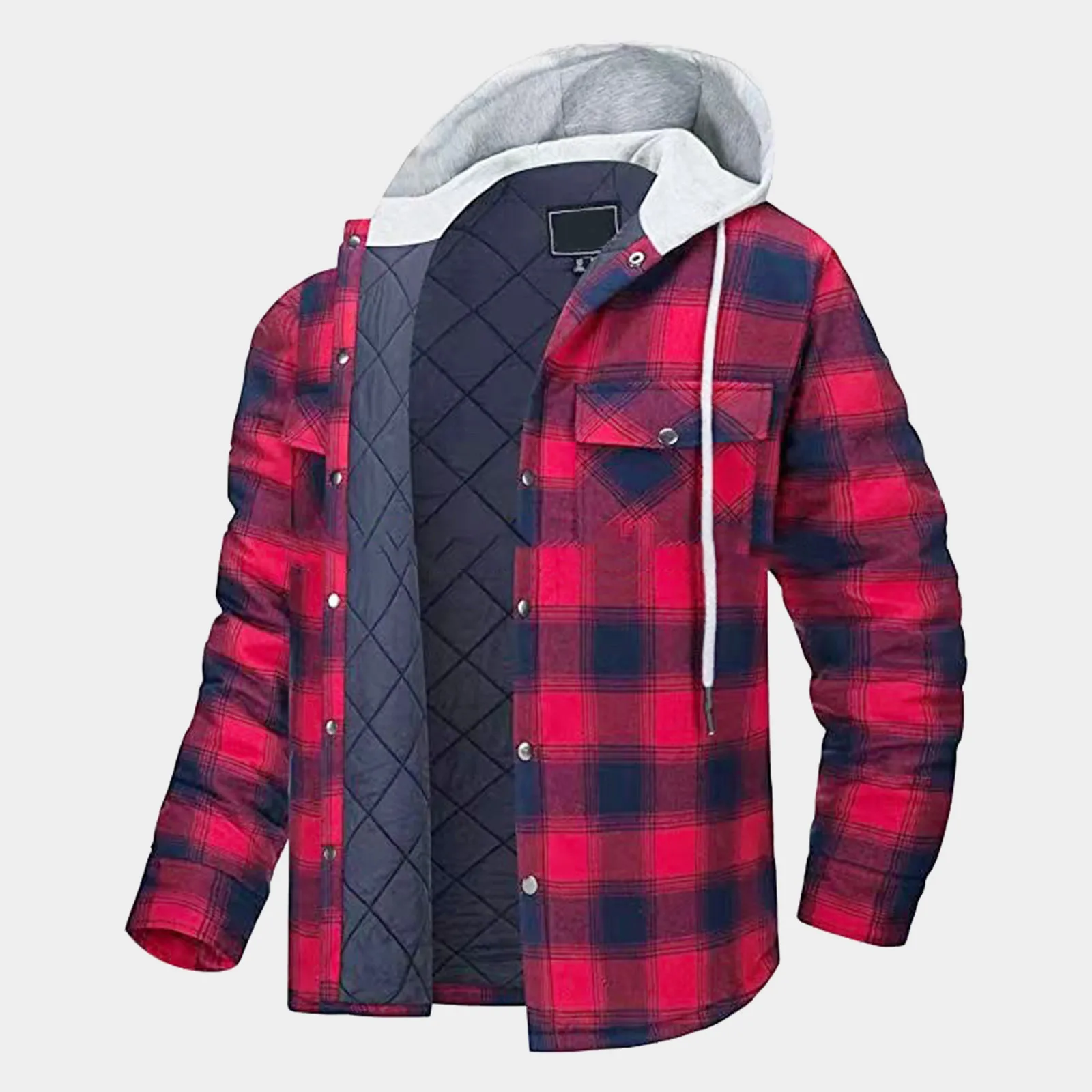 

Trading Jackets for Men Men's Europe And The United States And Winter Thickened Cotton Coat Plaid Long Padding Jacket Men