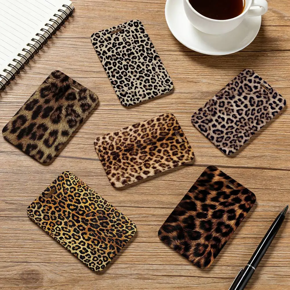 Leopard Print Card Holder Employee Card Cover Lanyard Work Business ID Badge Holder Name Tag Cards Case