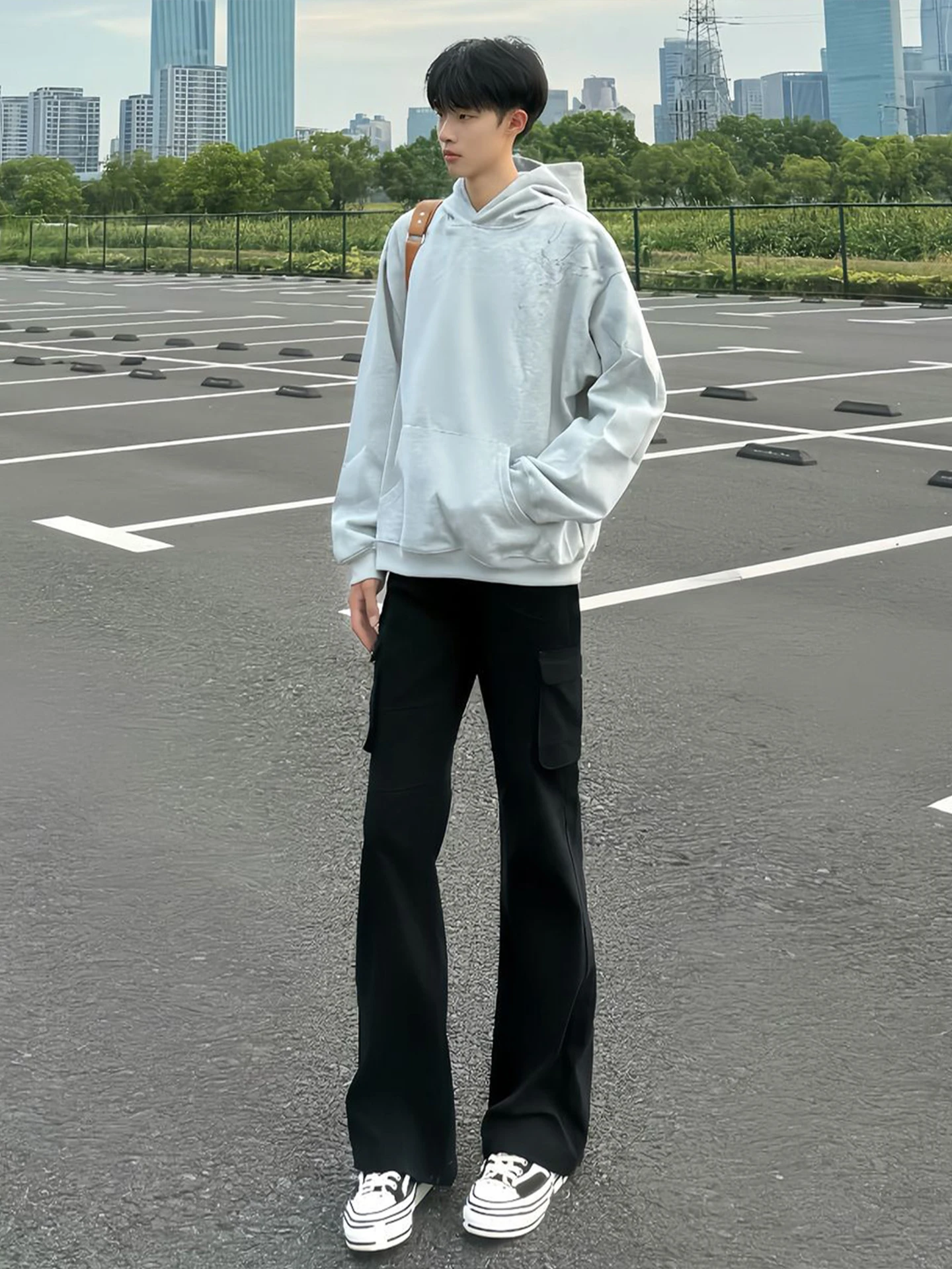 

Bla Workwear Jeans Men's American High Street Vibe Straight Leg Slim Fit Micro Flare Pants Youthful Casual Wear Summer