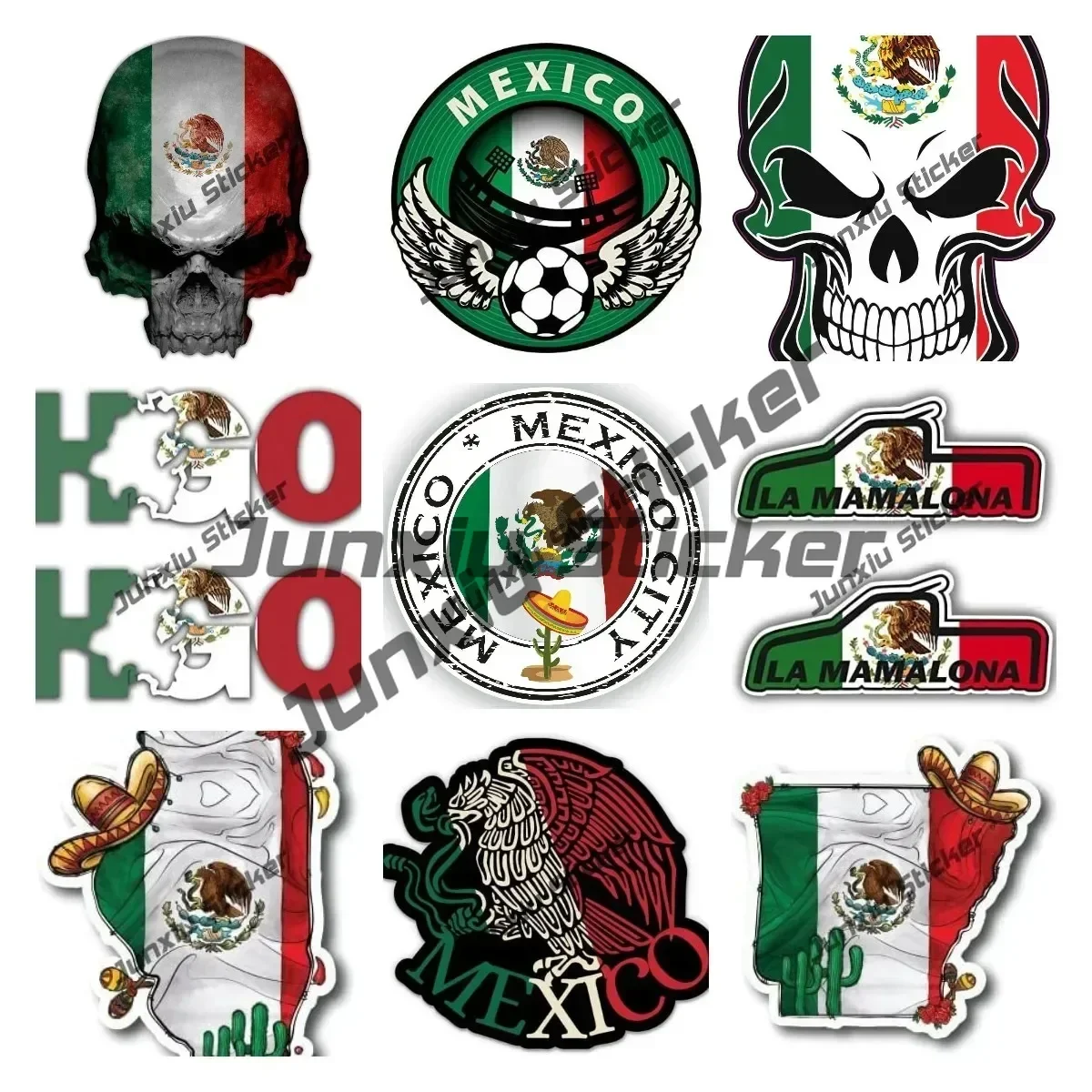 Mexico Flag Skull Vinyl Decal Creativity Mexico City Mexican Cowboy Cactus Sticker Proud Mexico Flag Glue Sticker Gift Decor