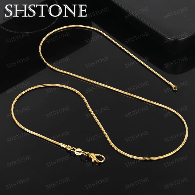 

SHSTONE 18K Gold 2mm Snake Chain Necklaces For Woman Men Classic Party Engagement Wedding Fashion Jewelry Lovers Birthday Gift