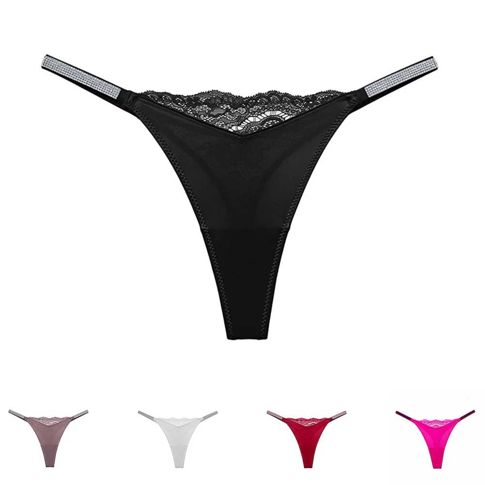 Mulheres novo estilo sexy calcinha strass renda costura sexy calcinha de cintura baixa