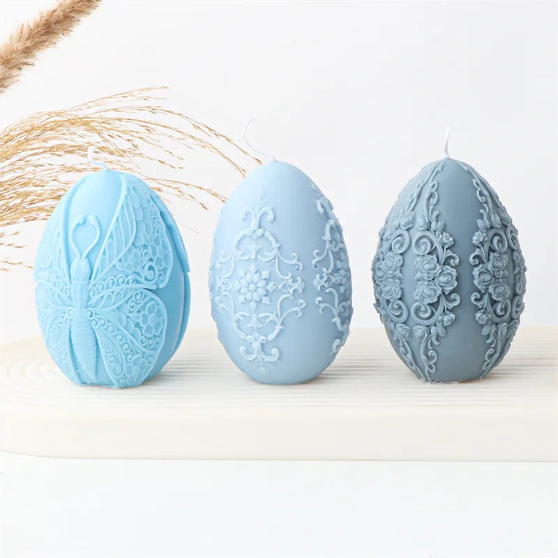 Rose Tulip Geometry Silicone Candle Mold Flower Egg Soap Resin Plaster Making Set Chocolate Ice Mould Home Decor Easter Gifts