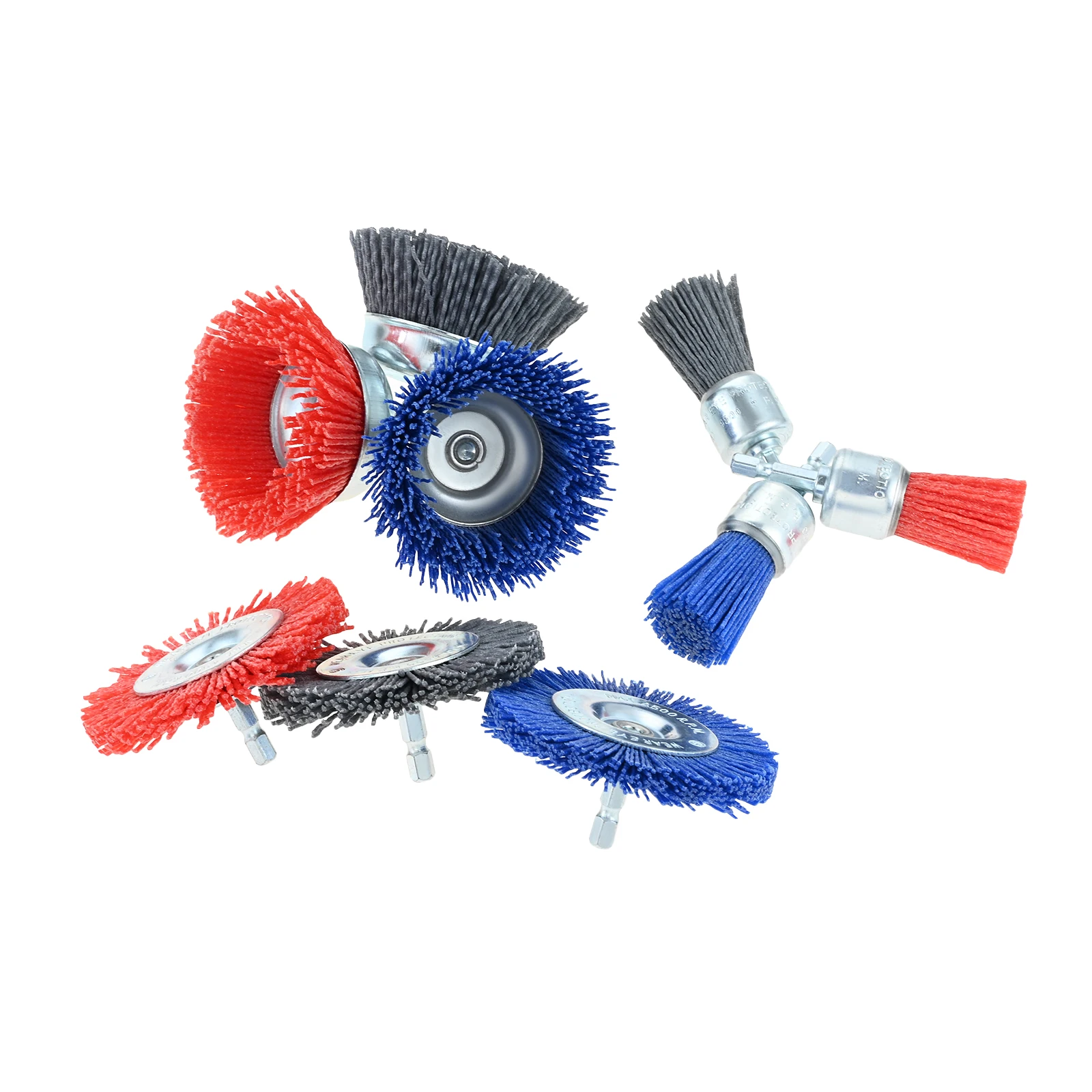 Confezione da 9 spazzole metalliche abrasive con ruota e set di spazzole a tazza per la rimozione della ruggine/corrosione/vernice, gambo esagonale da 1/4", grana 80, grana 100, grana 220