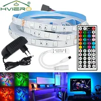 2835 Leds Strip Lights RGB 10M Wall Lamp Neon Flexible Ribbon Stripe 44Key IR Controller Adapter Diode Tape Color TV Backlights