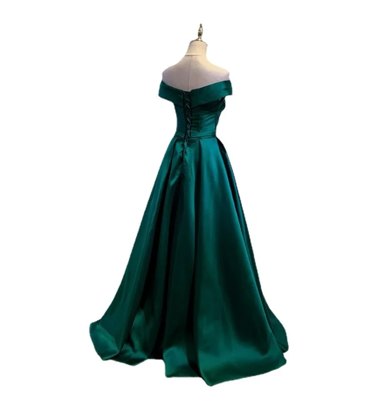 D4119 Vestidos de Noche verdes personalizados, vestido largo de satén para graduación, vestido Formal elegante para mujer, vestidos sexis con cordones para ocasiones a medida