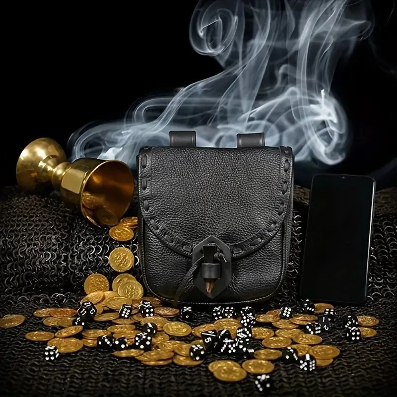 Middeleeuwse Renaissance Stijl Heuptas Retro Pu Lederen Viking Etui Coin Tas Dobbelstenen Tas Voor Mannen Vrouwen Larp Cosplay Rekwisieten