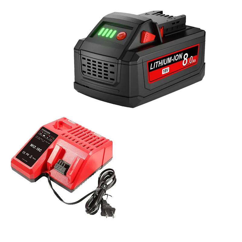 Voor Milwaukee M18 18V Batterij 8000mAh Li-Ion Batterij 48-11-1815 48-11-1850 Oplaadbare Power Tools Batterij met 6A lader