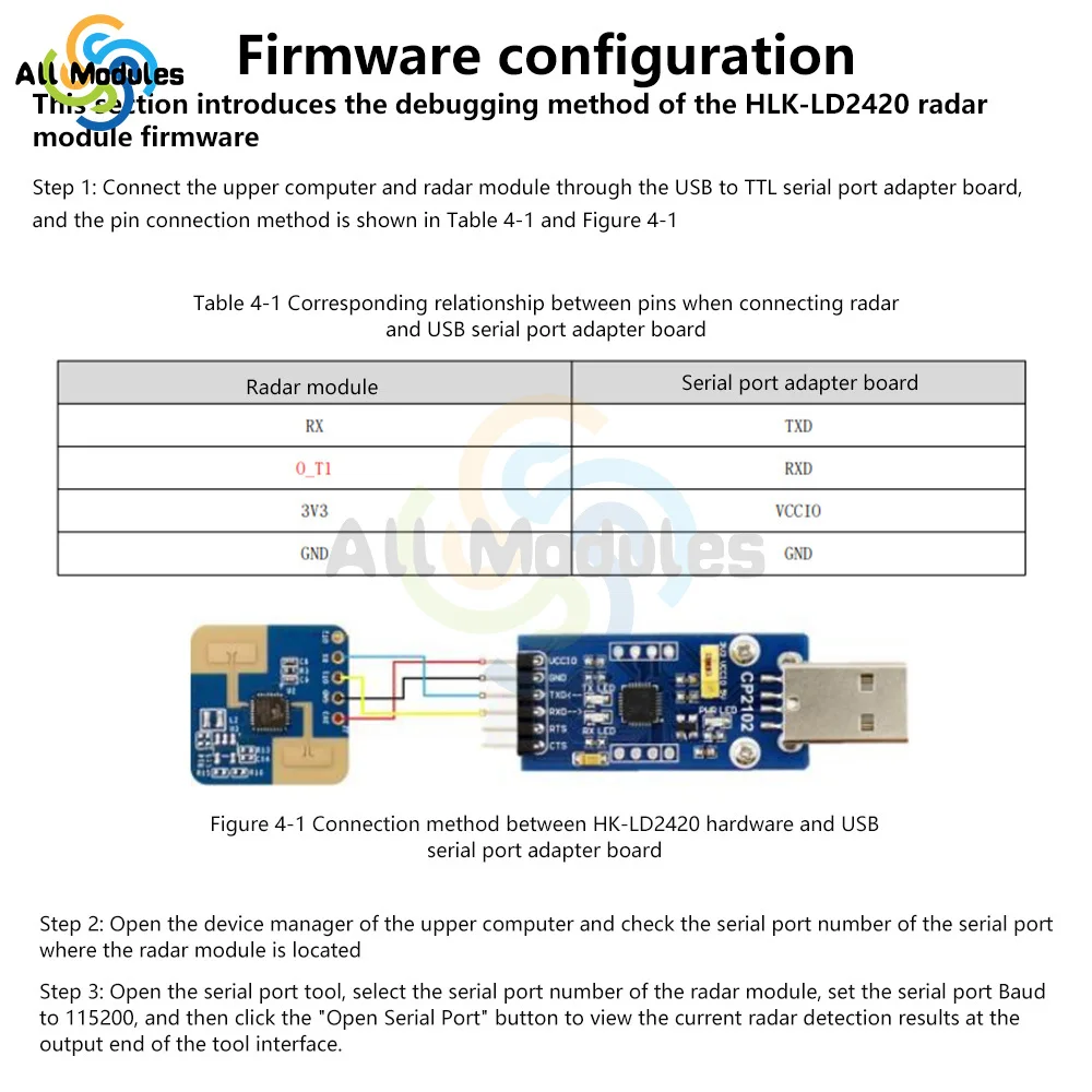 Human Presence Sensing Radar Module High Sensitivity LD24120 24G Intelligent Wave Sensor Switch 24G-24.25GHz Frequency Test Kit