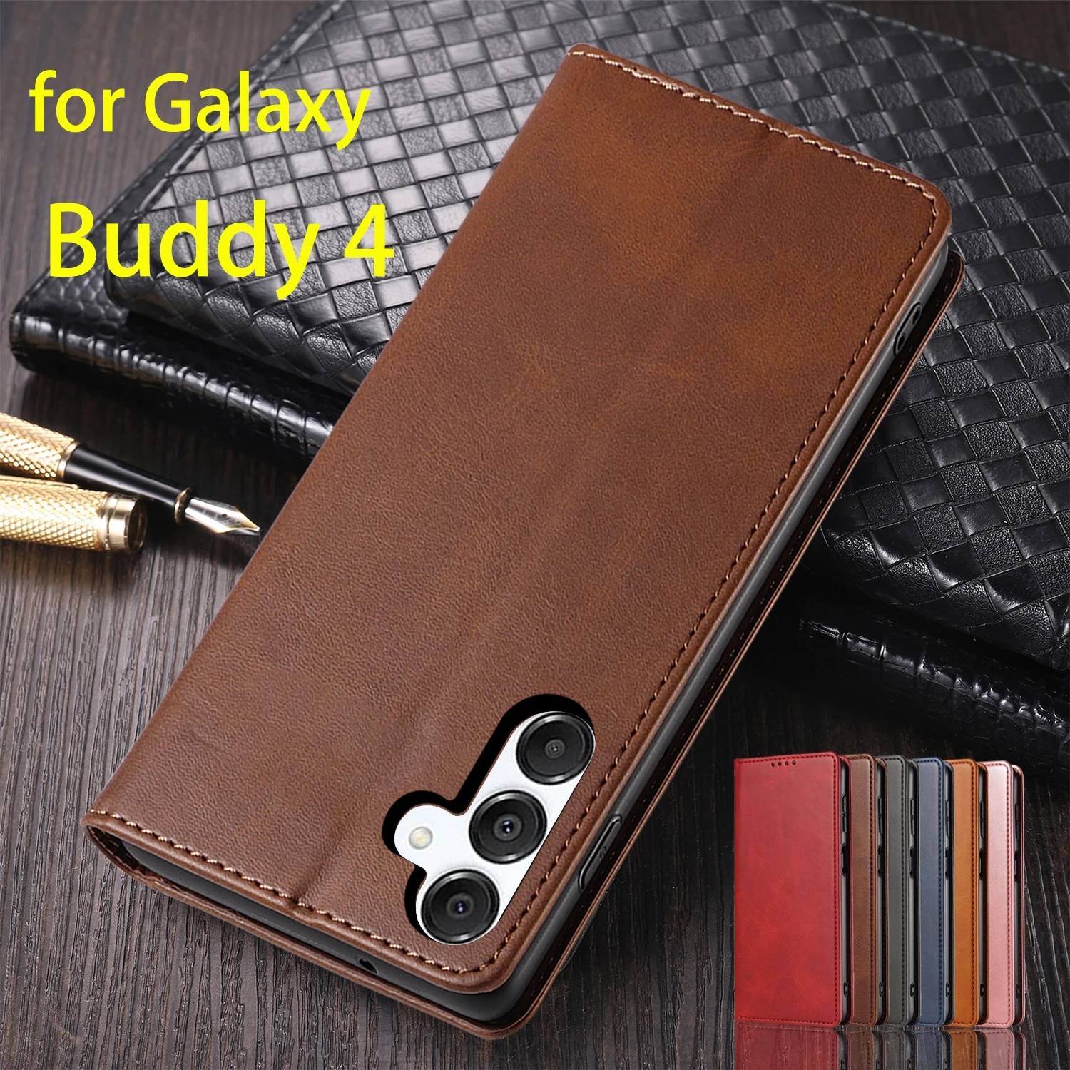 

Leather Case for Samsung Galaxy Buddy4 / Buddy 4 Flip Case Card Holder Holster Magnetic Attraction Wallet Cover Fundas Coque
