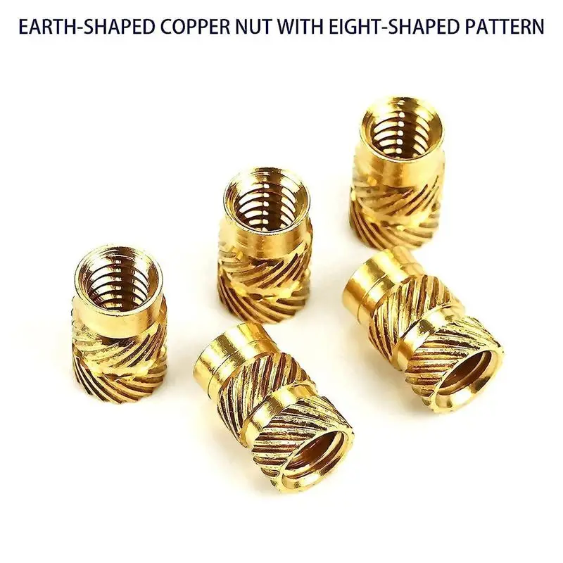 (DT37) 300Pcs Thread Knurled Nuts, Brass Knurled Threaded Insert Nuts, Brass Threaded Inserts for 3D Printing Injection Molding