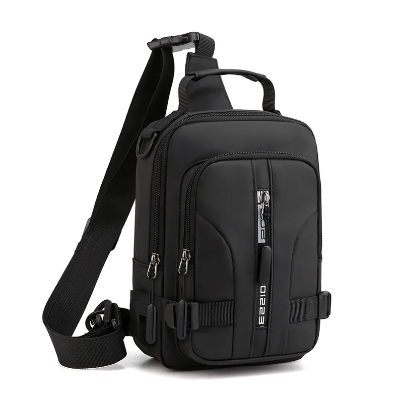 Multifunction Patent Nylon Chest Bag Men Waterproof Men Crossbody Bag Anti-theft Travel Bag Male USB Charging Chest Bag Pack