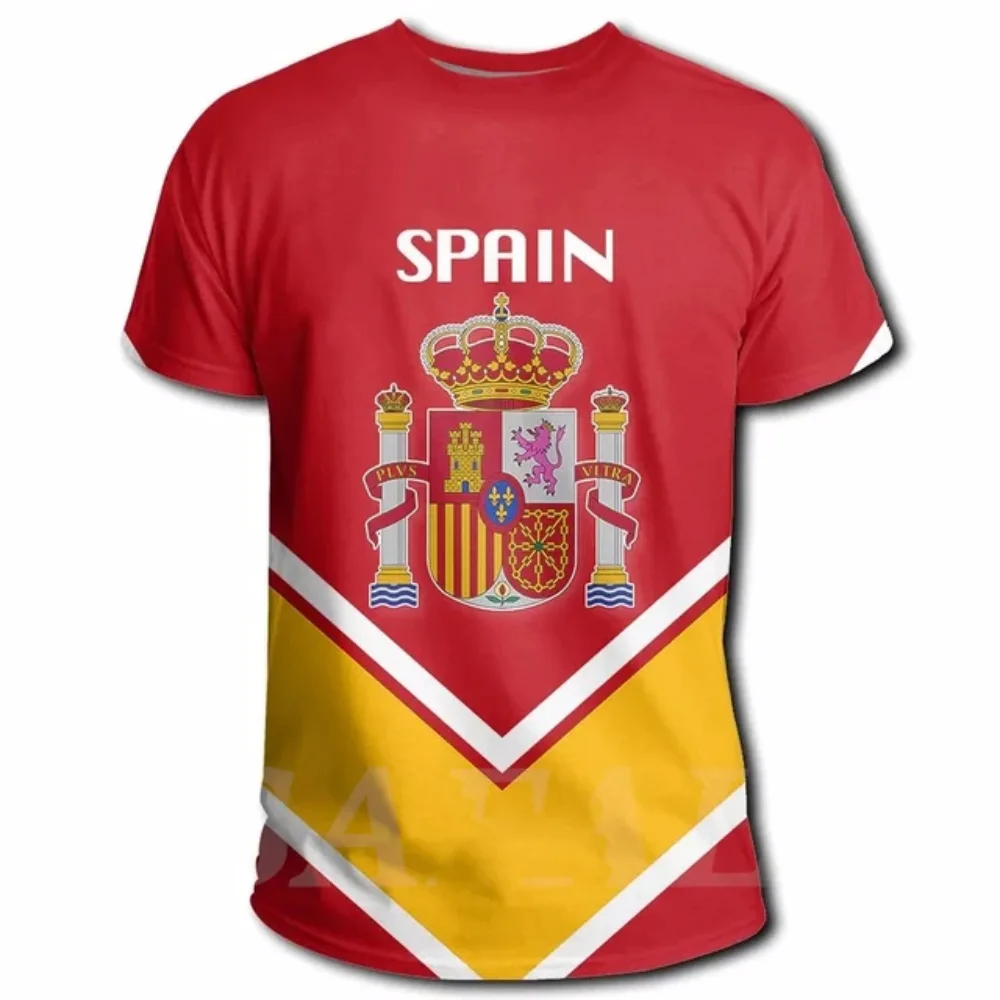 T-shirts Spain Flag 3d Print Summer T Shirt Jersey Fashion Kids Hip Hop Casual Boys Girls Unisex Round Neck Tees Tops Clothing