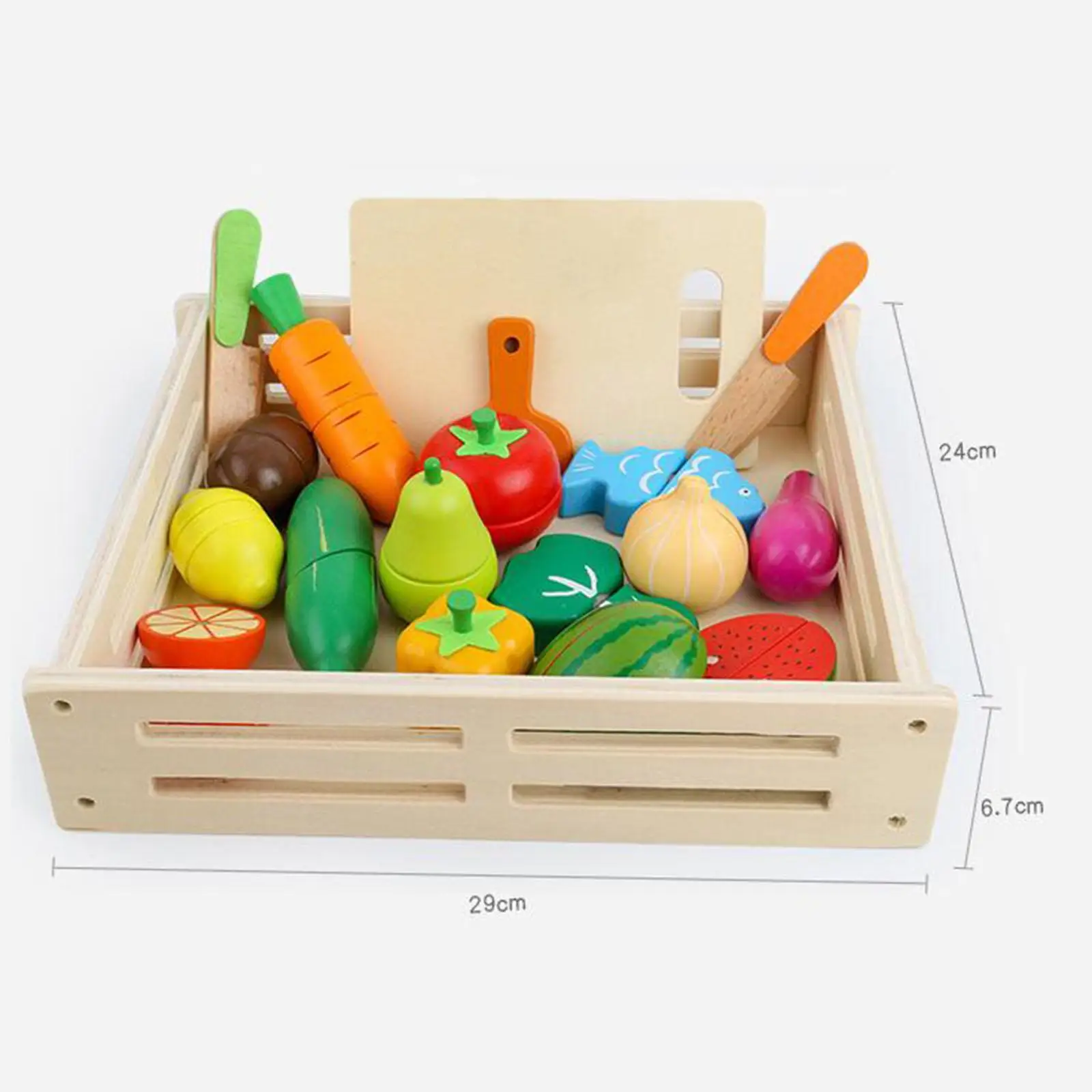 Ensemble de fruits à découper pour enfants, développement des compétences de base, jeu en bois amusant, cuisine avec boîte en bois, 3 ans, 4 ans, 5 ans, 6 ans, 7 ans, 17 pièces