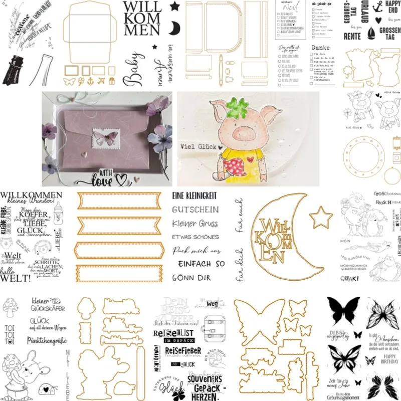 Sellos y troqueles de maleta de bebé, Novedad 2026, Plantilla de decoración para álbumes de recortes y diarios, Plantilla de grabado en relieve, Tarjeta de felicitación DIY hecha a mano