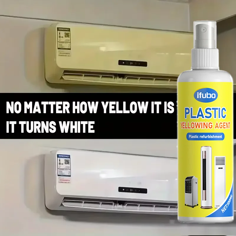 100ML Plastic Yellowing Remover Spray - Universal Restoration, Whitening Effect, Easy Use, Safe for AC Units, Long-lasting