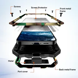 For Samsung Galaxy S25 S24 Fe Case Metal Heavy Duty Armor Shockproof Phone Cover With Built-in Screen Protection Cover Coque