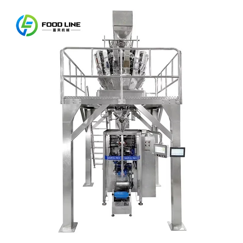 Customized High Speed Weighing Vertical Pillow Bag Packing Machine For Biscuit Cookie Multifarious Leisure Snack Food Plant