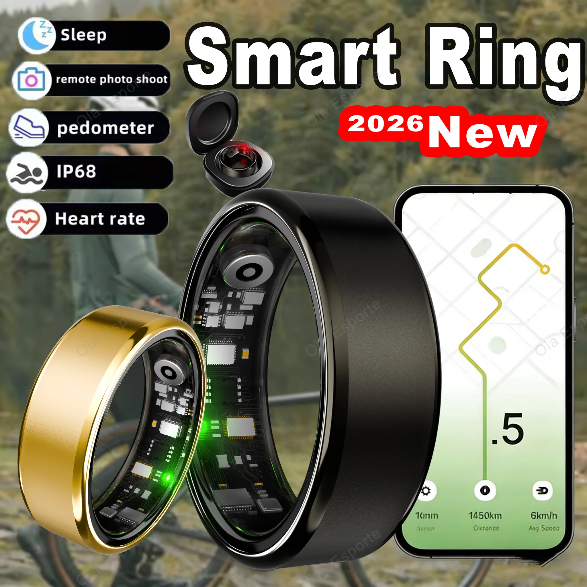 

Мужское и женское новое умное кольцо 2036, мультиспортивный режим, пульс сна, мониторинг артериального давления, кислорода в крови, праздничные подарки SmartRing