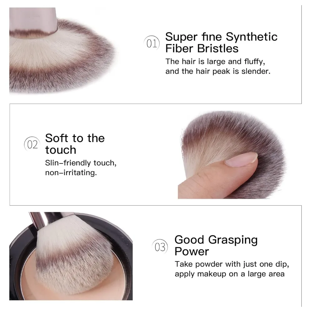 Make-upborstels met etui, 18-delige professionele make-upborstelset Premium synthetische gezichts-Kabuki-borstelset Foundation Blush Powder