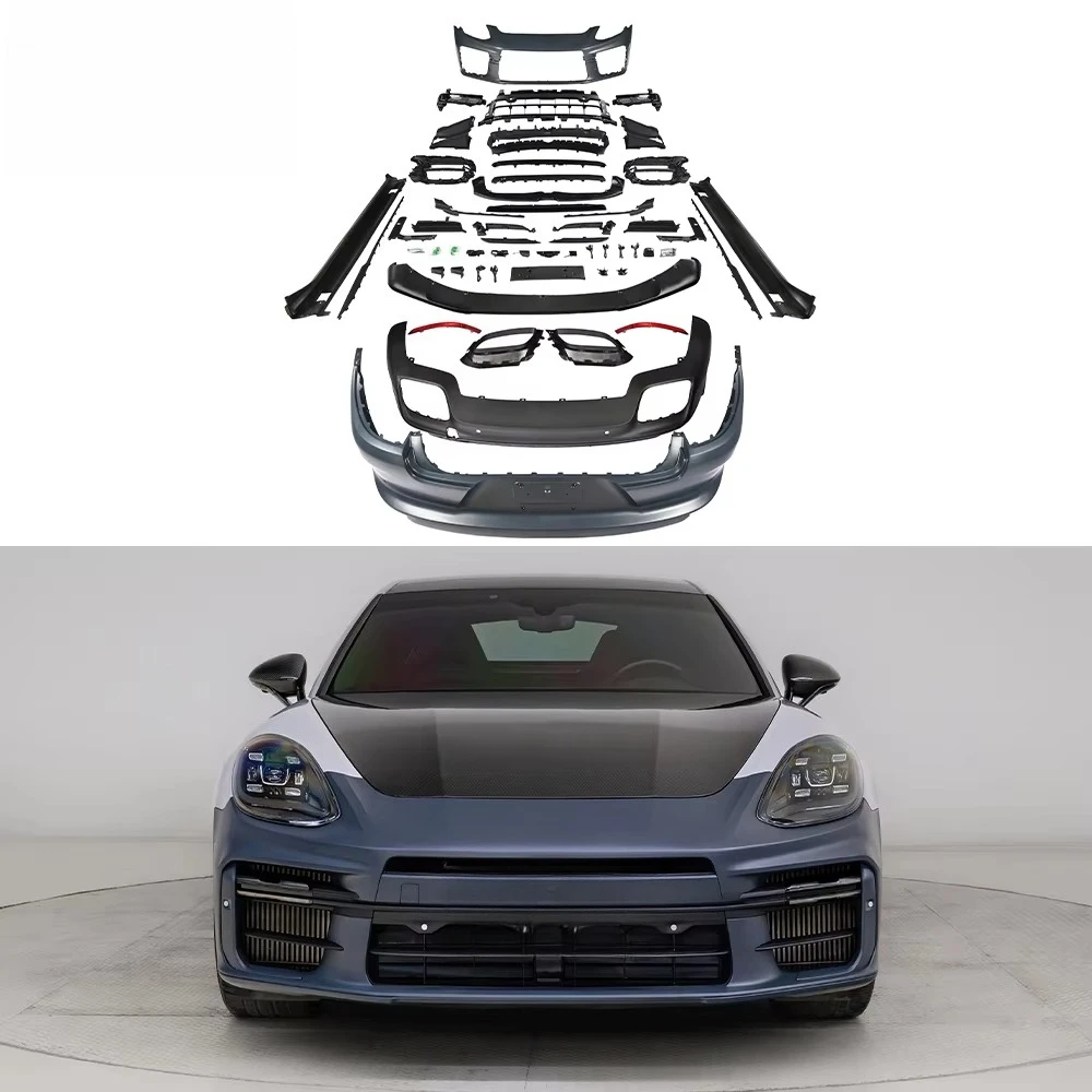 

High Quality PP Black 976 Turbo Style Body Kit Assembly (Front Bumper+Side Skirts+Rear Bumper) for Panamera 971 2017-2023