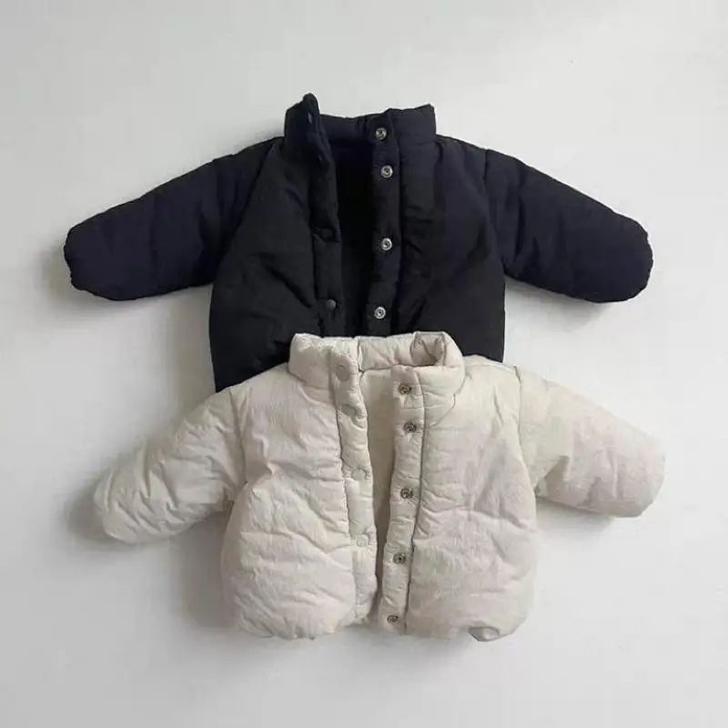 

2025 Winter New Baby Cotton Padded Jacket Infant Boys Vintage Warm Coat Plus Velvet Thick Girls Quilted Jacket Toddler Clothes