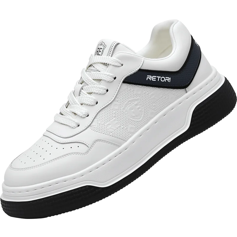 

White Business Sneakers for Men, Genuine Leather Trendy Sports White Shoes, Korean Style Versatile Fashionable Casual Leather Sh