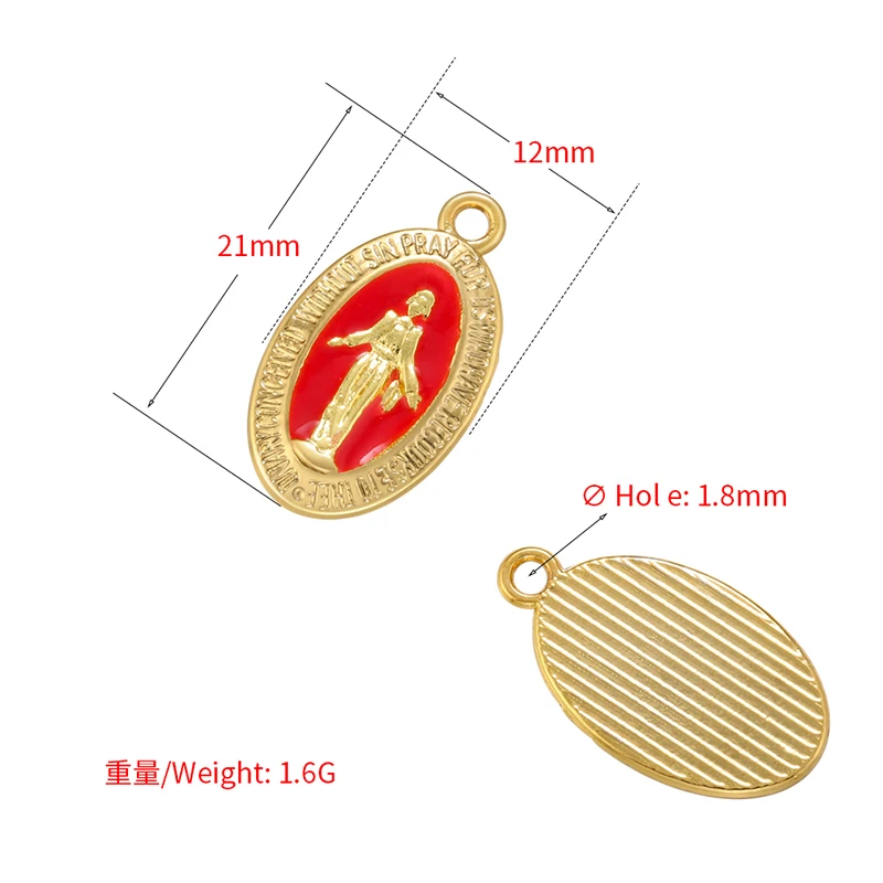 ZHUKOU Enamel Christian Virgin Mary Pendant Necklace charms for Women DIY Handmade Necklace Jewelry Accessories Wholesale VD1125