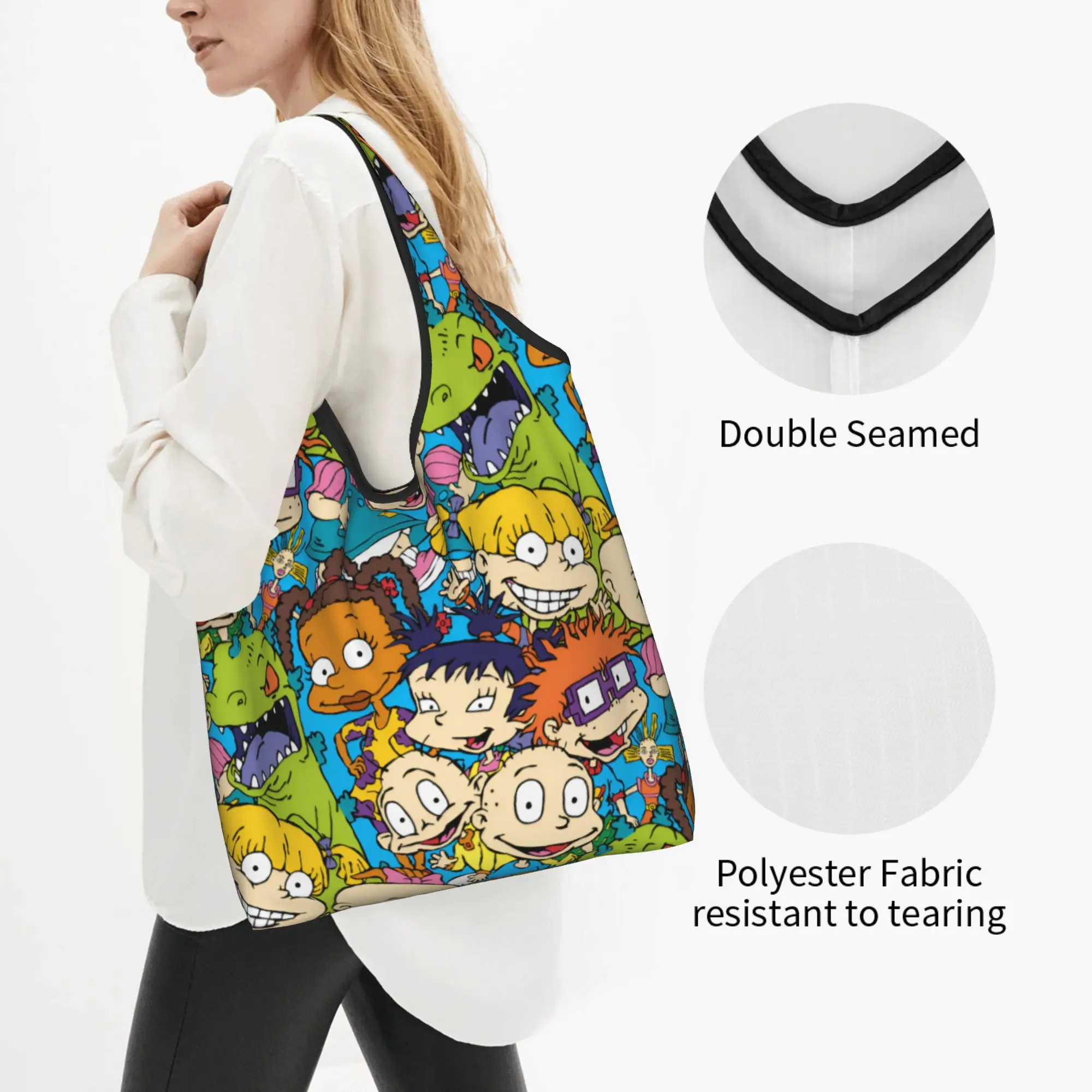Cute Printing R-Rugrated Animes Comic Mangas Tote Shopping Bags Portable Shoulder Shopper  Handbag