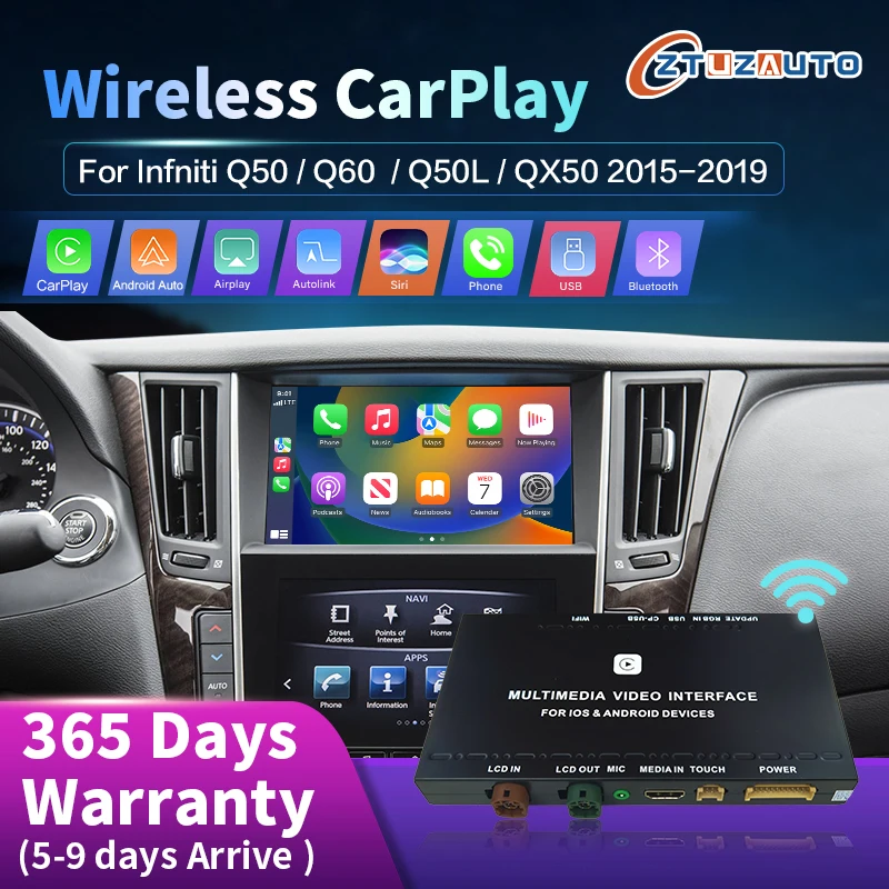 Wireless CarPlay Android Auto for Infniti Q50/Q60 /Q50L/QX50 Mirror Aftermarket CarPlay Upgrade Retrofit Multimedia Navigation 