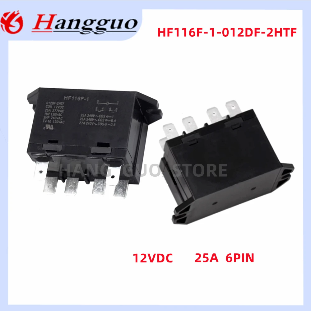 2PCS/Lot Original HF116F-1-012DF-2HTF relay HF116F-1-024DF-2HTF Two sets of normally open 6-pin 25A