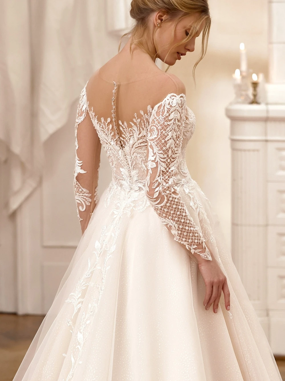 فستان زفاف عصري مزين بالخرز الفاخر للنساء حالمة على شكل حرف A فستان زفاف طويل مخصص أنيق للحفلات ملابس العروس