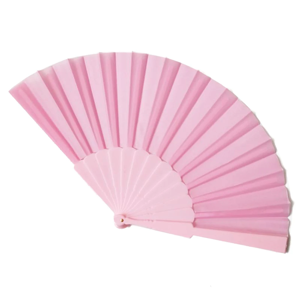 Abanico de mano plegable de plástico, accesorio de Color sólido para danza china, Taichi, ejercicio matutino, adornos para el hogar