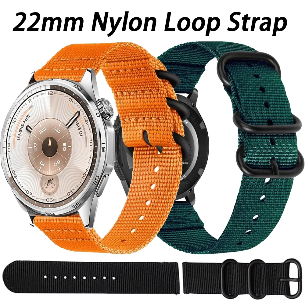 22mm Nylon Loop Strap for Huawei Watch 5/GT6-5-3 Pro 46mm Sports Bracelet for Huawei Watch GT6-5-4-3-2 46mm Accessories Correa