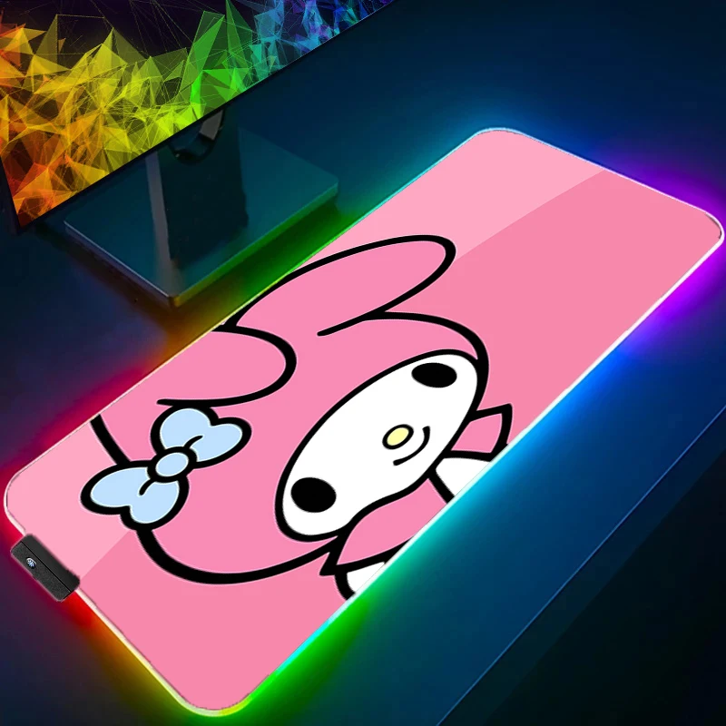 

LED Mouse Pad M-my M-melody Gamers Decoracion Gamer Desk Mat RGB Kawaii Mousepad XXL Gaming Accessories Backlight Keyboard Mat