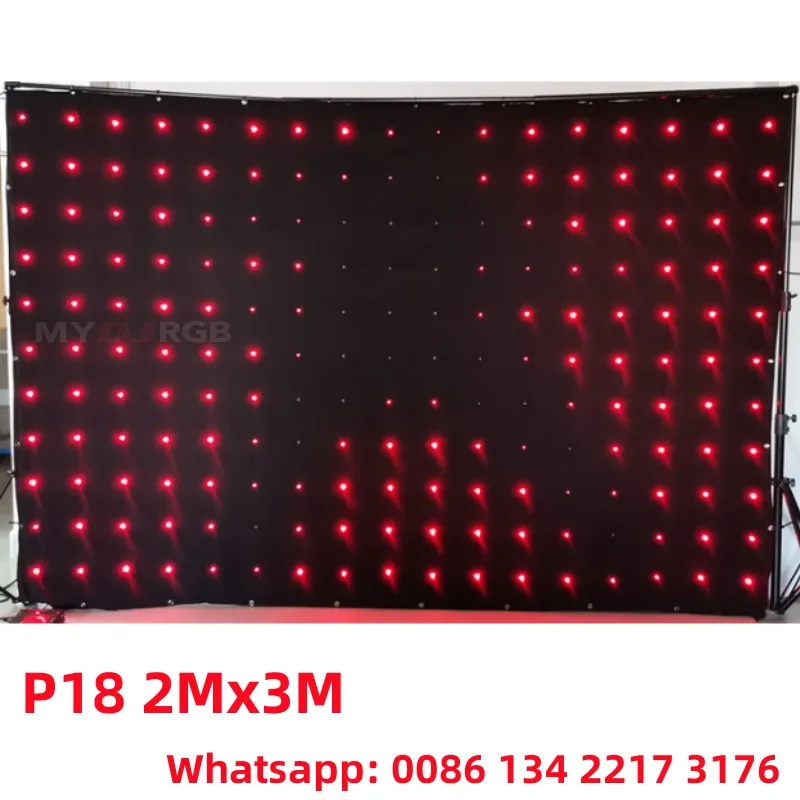

Фон для сцены P18 2Mx3M 80 узоров DMX Video Curtain Screen Led RGB DJ Lights 8CH с SD и контроллером Огнезащитный