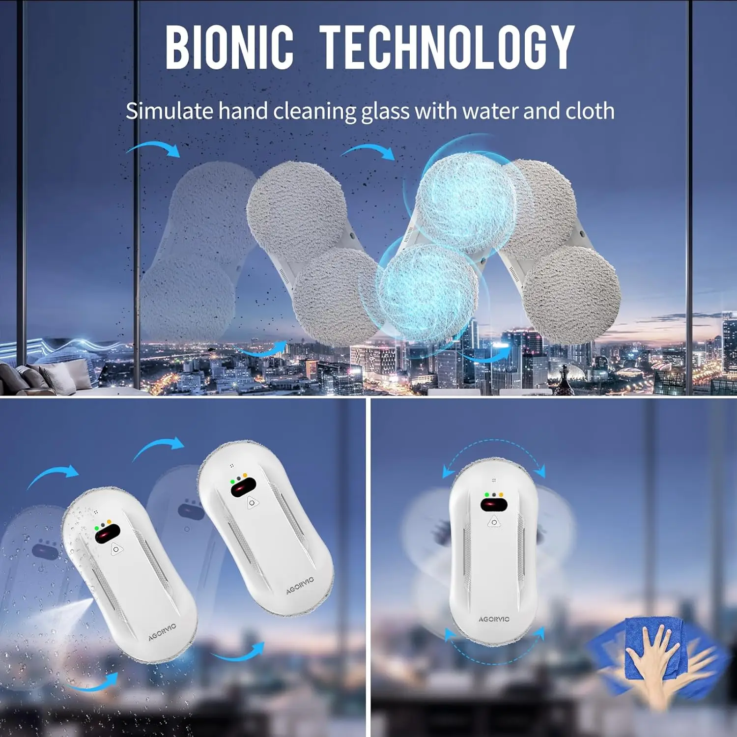 Cleaning Robot,Smart Windows Robot Cleaner with Long Life BLDC Motor,Automatic Water Spray,Remote Control Window Washer Robot fo