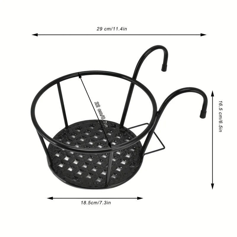 3pcs Iron Art Metal Railing Flower Pot Hanging Basket For Indoor Pot Holder Hanger 6 Pack Outdoor Plants Perfect For Porches And 6