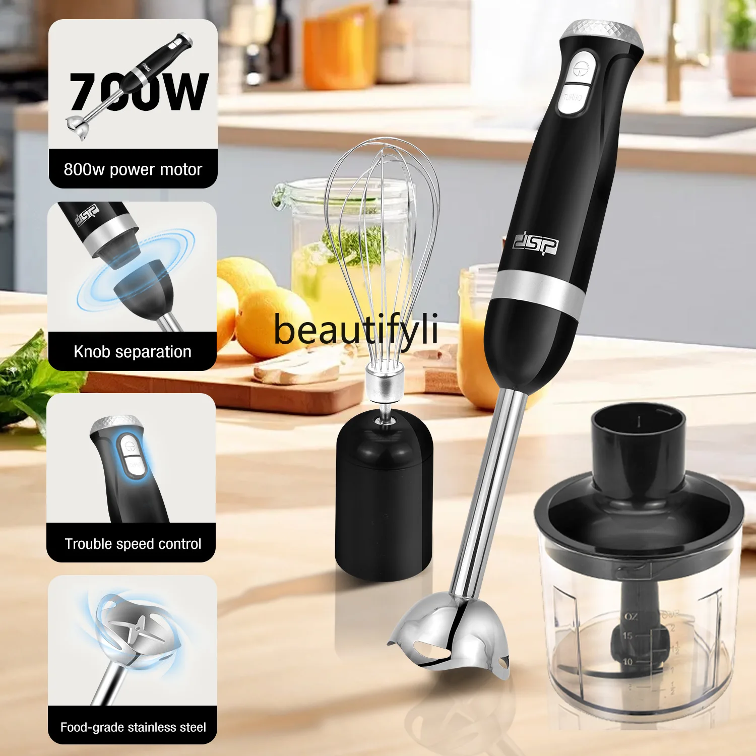 Household, mixer set, mixer, cooking machine