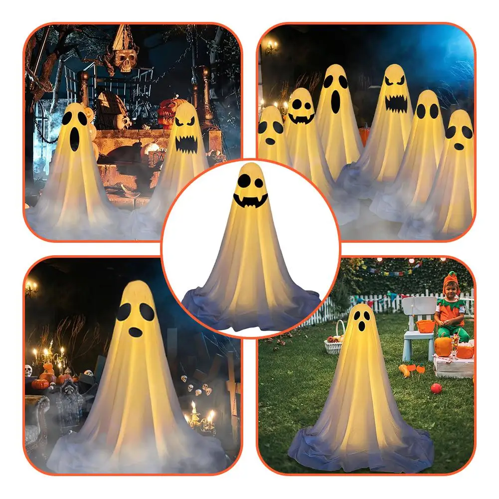 

165cm Halloween Spooky Ghost Decor Led Glow Ghost Front Standing Halloween Patio Ghost Scary Deco Outdoor Porch T6x4