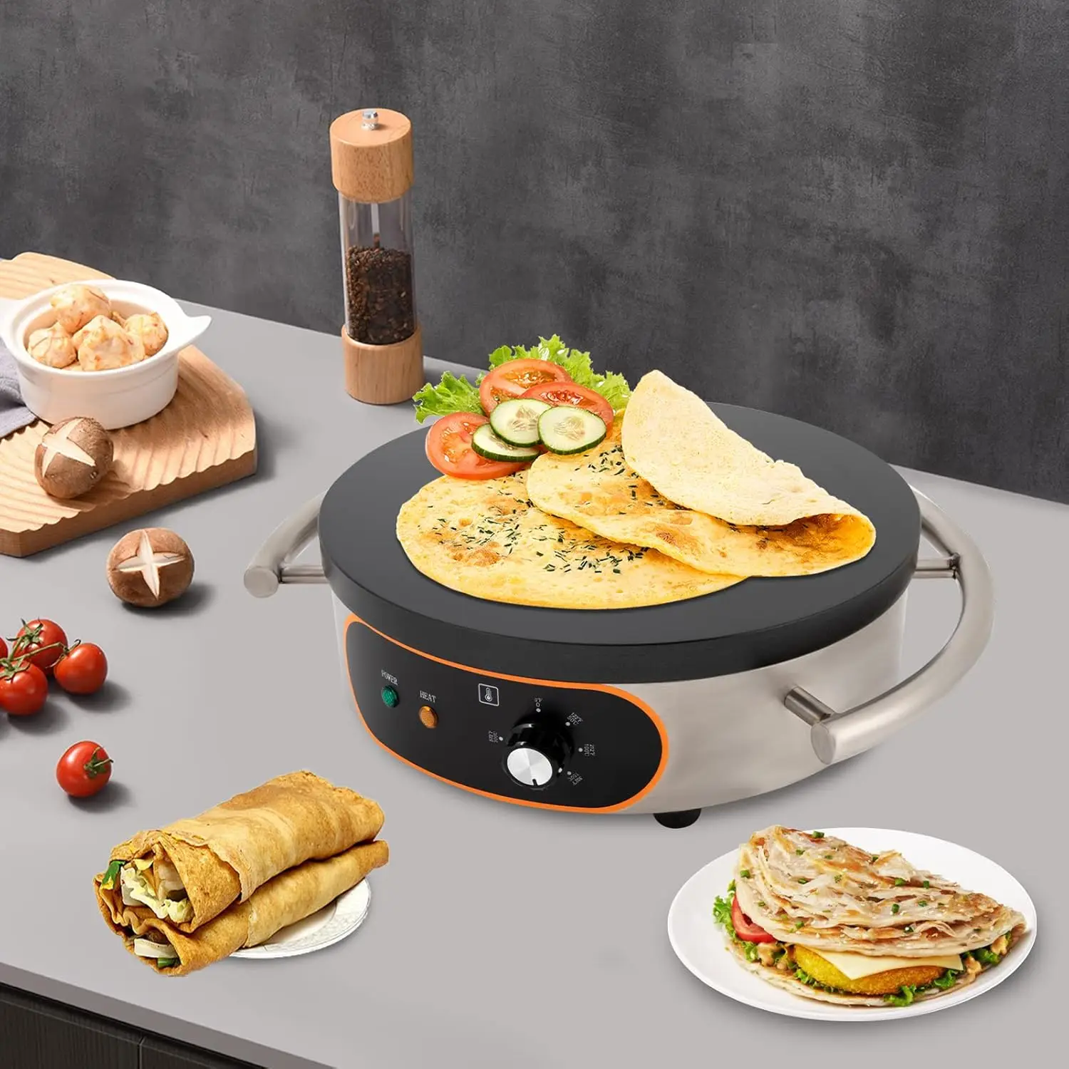 50-300℃ Adjustable Crepe Maker,  Electric Large Pancake Machine, Crepes Griddle Pancake Baking Machine, Crepe Hotplate Griddle M