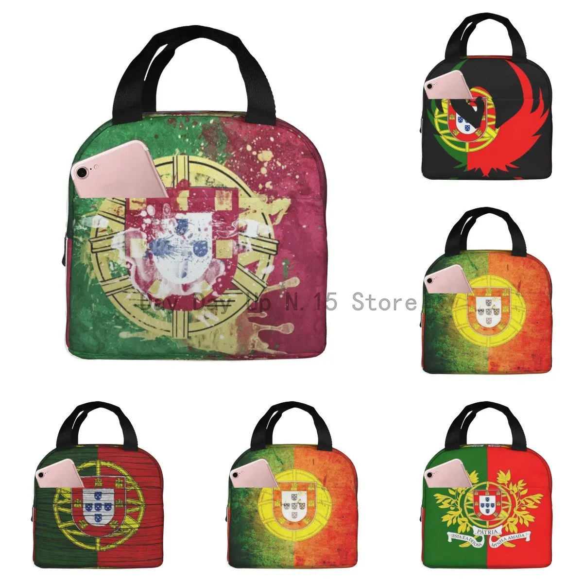 Portugal Flag Insulated Lunch Bag for School Office Portable Thermal Cooler Lunch Box Women Men