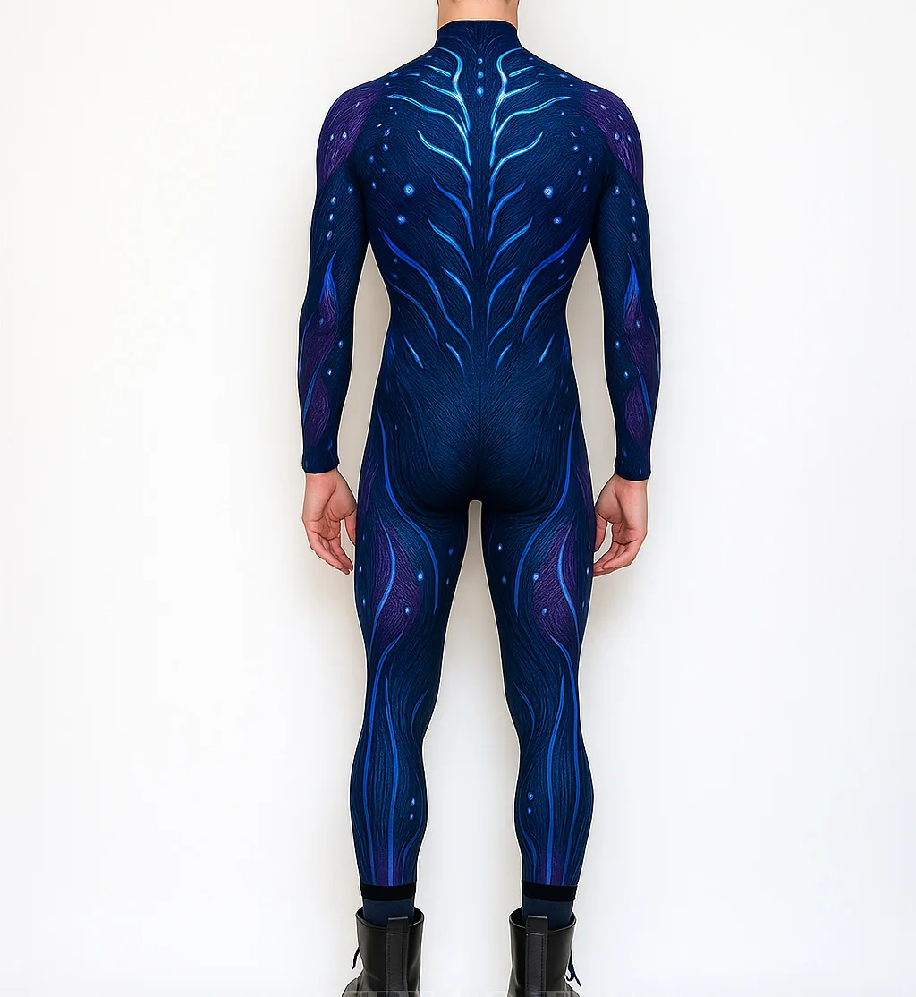 Bunter Kunstdruck Herren Feiertags-Party-Jumpsuit Erwachsenen Bühnen-Performance-Bodysuit Halloween Cosplay Karneval Radsport Zentai – Detail 7